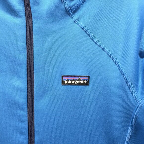 Patagonia Hoodie Jacket Womens Medium Blue Polartec Power Stretch Zip Fleece - Picture 2 of 11